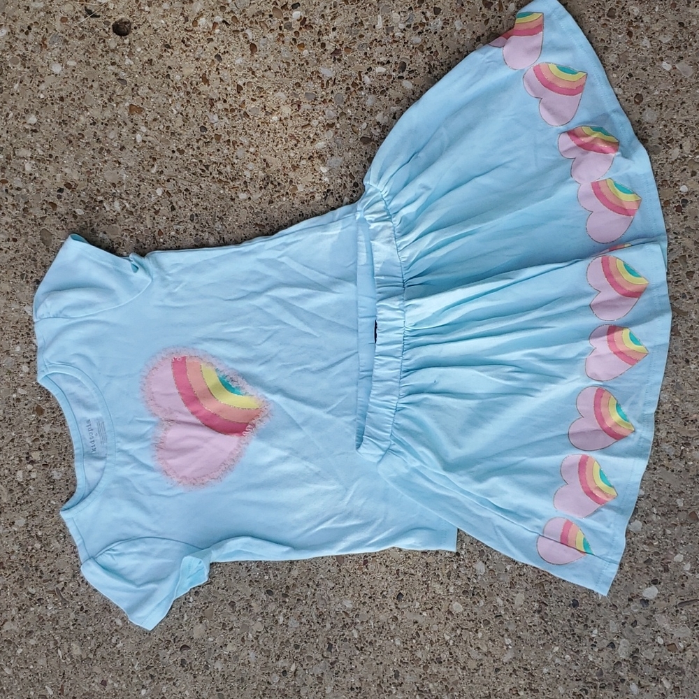 Kidtopia Rainbow Heart 2 Piece Girls Skirt Set Blue 6